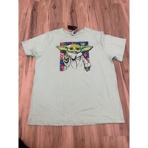 NWT 2xl Star Wars T-shirt Baby Yoda Surfer Tropical Theme blue